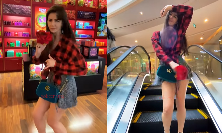 Actress Giorgia Andriani Hops on trending Song "Kacha Badam" As She Grooves On An Escalator Flaunting Her Long Sexy Toned Legs In Mini Skirt- Check Out This Bombshell Video
