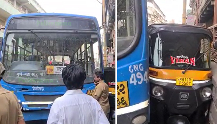 Pune Crime |  Major accident on Kumthekar Road as brakes of PMPML bus fail; 2-3 people injured
