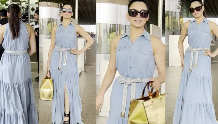 Urvashi Rautela kicks Monday Blues in Elizabeth Franchi blue denim dress along with Fendi Bag worth Rs 3.5 Lakh at Mumbai Airport-Read Now