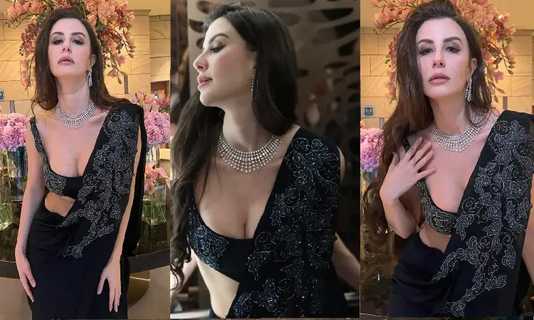 Giorgia Andriani | Giorgia Andriani Stuns in Desi Bold Avatar In A Black Saree: A Mesmerizing Vision of Elegance and Glamour