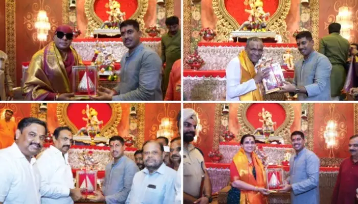 Punit Balan | Padma Shri Sivamani, Sadanand More, Jayant Patil, Chitra Wagh, MLA Ravindra Dhangekar seek blessings of the deity of Shrimant Bhausaheb Rangari Ganpati Trust