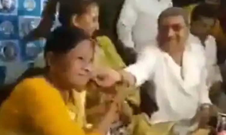 west bengal election 2021 bjp mp locket chatterjee shares video of tmc mp touches cheeks of female mla