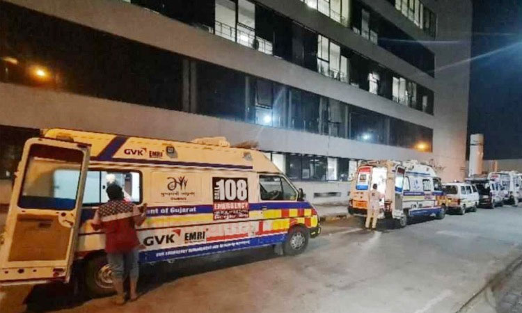 Viral video exposes Gujarat mode ' ! ambulances patients waiting outside hospital ahmedabad gujrat