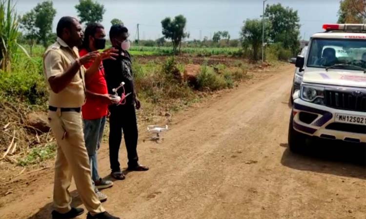Shikrapur: Use of drones and dogs to search for the accused who escaped from covid Center