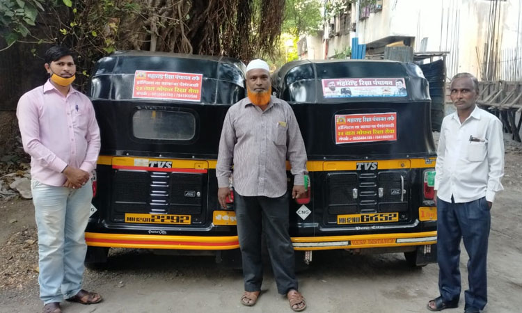 Pune: 24 hours free service of 102 rickshaw ambulances during lockdown in the city jointly by Arogya Sena and Maharashtra Rickshaw Panchayat