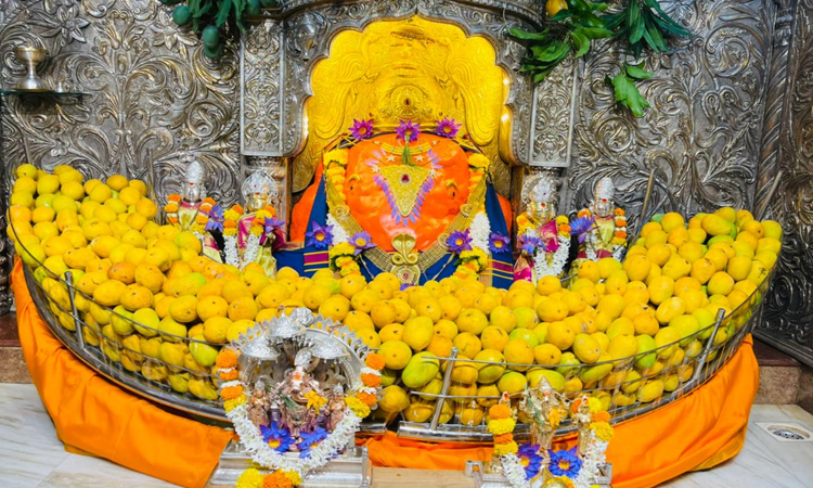 Great offering of mangoes to 'Shri Mahaganapati'