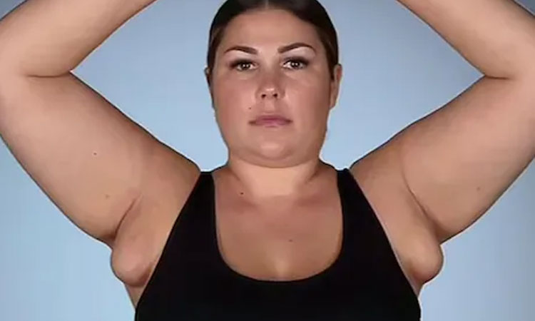 woman with 4 breast reveals how two extra boobs grew from armpit leaks milk during breastfeeding