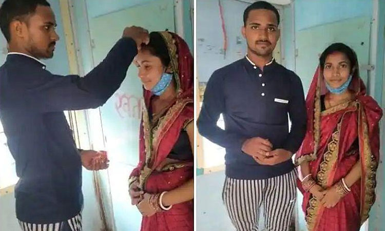 Marriage young man married woman front toilet moving train bihar pictures went viral
