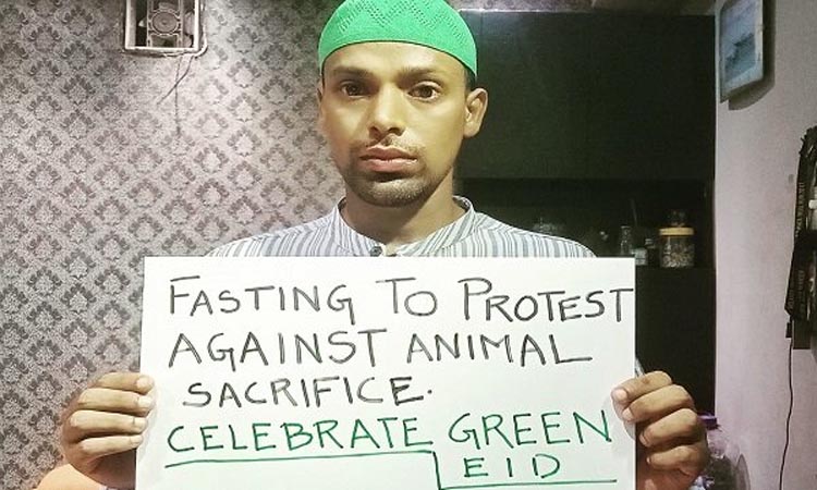 Bakrid | muslim man on 72 hour fast against the sacrifice of animals on eid