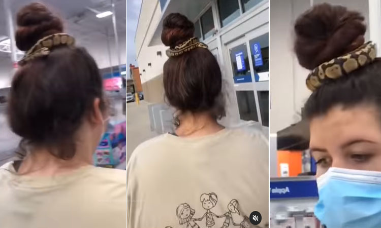 Social Media | women tie a hair bun with snake video goes viral