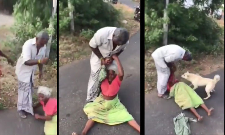 Viral Video | son dragging mother on road for money pet dog showed loyalty to owner video viral