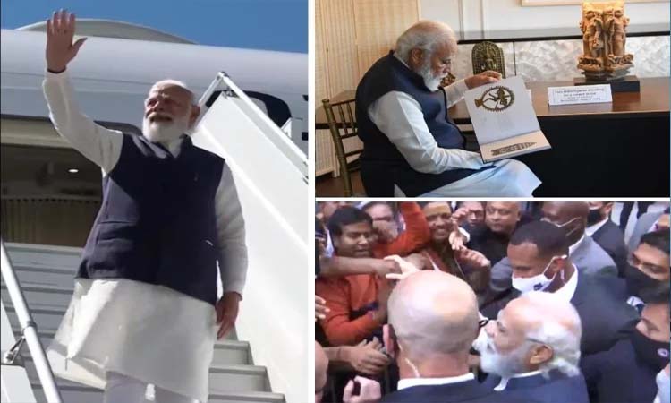 PM Modi | narendra modi emplanes for india with 157 artefacts after concluding his us visit
