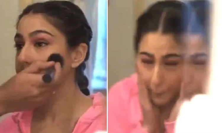 Sara Ali Khan Viral Video | viral video shocking incident happened with actress sara ali khan makeup mirror bulb blast on front of her face video viral