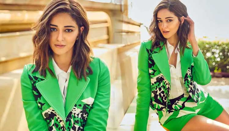 Ananya Panday Glamorous Look | ananya pandey added glamor to social media in parrot green outfit see photos