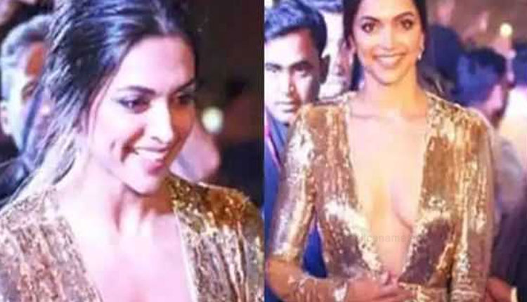Deepika Padukone Oops Moment | deepika padukone oops moment wardrobe malfunction in golden gown