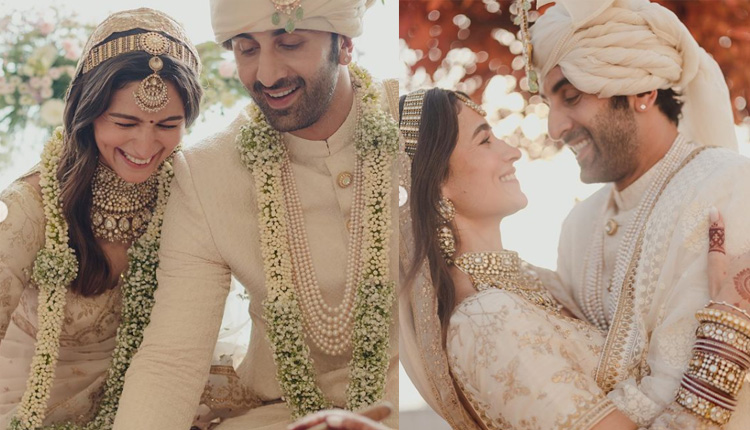 alia bhatt ranbir kapoor marriage first photos | alia ranbir first wedding look revaledsee photo