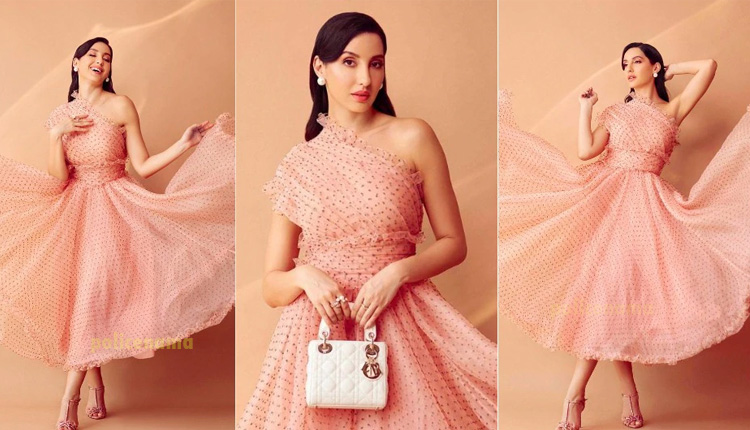 Nora Fatehi Glamorous Look | nora fatehi dress in flying in air while posing nora fatehi sizzling photos goes viral on internet