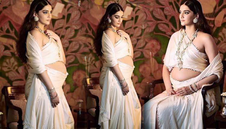 pregnant sonam kapoor flaunts her baby bump in front of camera sonam kapoor photos viral 