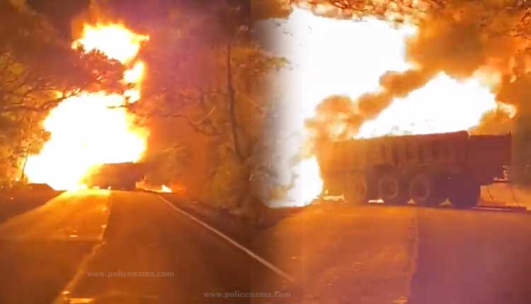 Chandrapur Accident News | petrol-tanker and truck collide each other 6 died shocking video of incident chandrapur