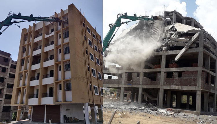 PMC Action On Unauthorized Construction Action | Pune Municipal Corporation's action on unauthorized constructions at Dhayari