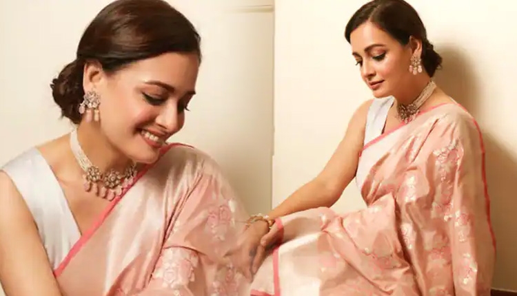 Dia Mirza Traditional Look | dia mirza beautiful gorgeous looks in peach color saree see her latest photos