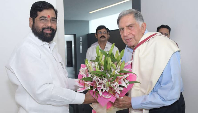 CM Eknath Shinde | cm eknath shinde meets ratan tata all the best for your career as chief minister