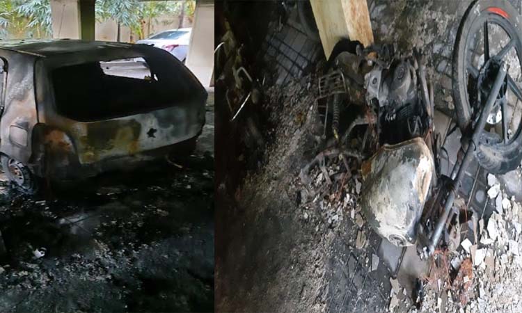 Pune Fire News | 6 vehicles gutted in a fire in the parking of the building at Narhe