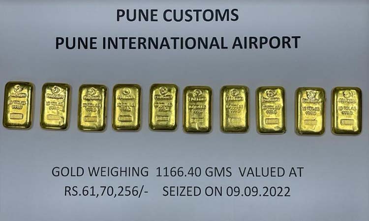 Pune Crime | 1 kg 166 grams gold biscuits smuggled from Dubai seized at pune lohegaon international airport