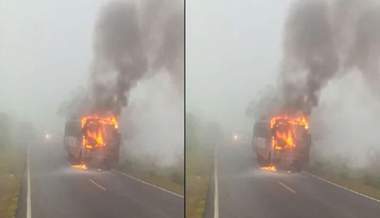 Nashik Accident | another bus catches fire in st bus running on vani gad nashik Bus Accident news