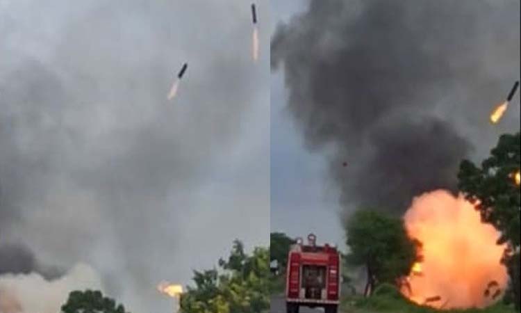 Nashik Fire Incidents | truck overturned cylinder exploded and flew into the sky fire again in nashik