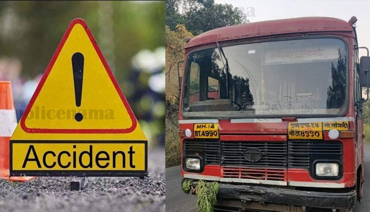 Pune Accident News | fatal accident involving st bus and two wheeler in katraj ghat one person died on the spot and 1 critical