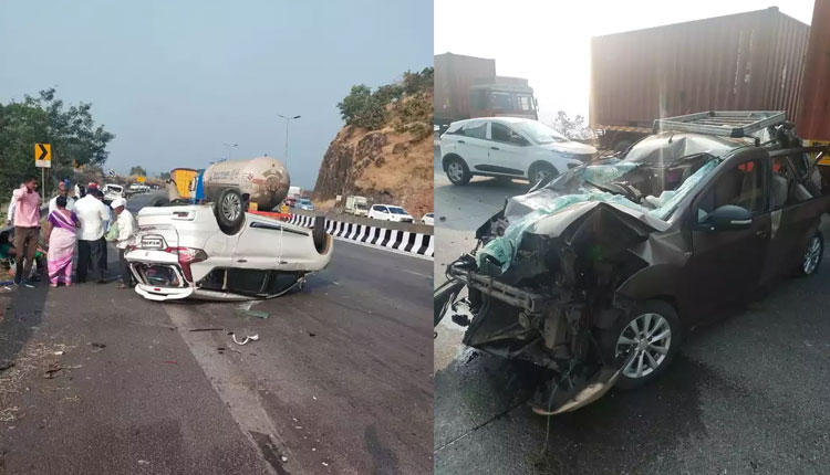 Mumbai Pune Expressway | today mumbai pune express way brake failed container hits five to six cars maharashtra accident news