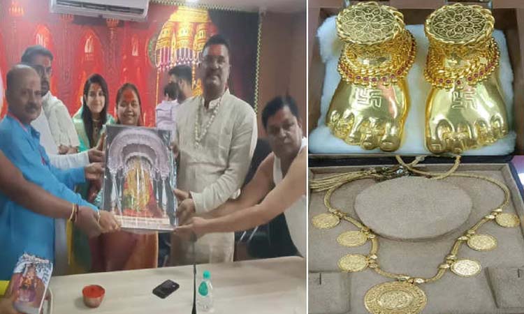 MLA Pratap Sarnaik | CM eknath shinde group mla pratap sarnaik donates gold worth 37 lakh in tuljabhavani temple in osmanabad district