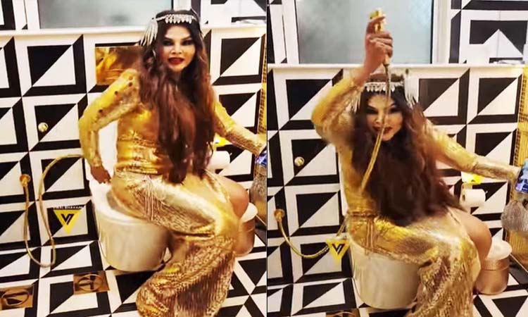 Rakhi Sawant | rakhi sawant shared video of golden toilet in dubai
