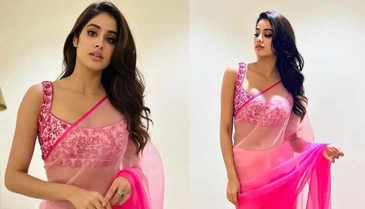 Janhvi Kapoor | bollywood janhavi kapoor shared new look in pink saree take a look