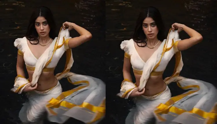 Janhvi Kapoor | janhvi kapoor gave a touch of boldness to the desi look fans were shocked to see the photos in sarees photo gallary