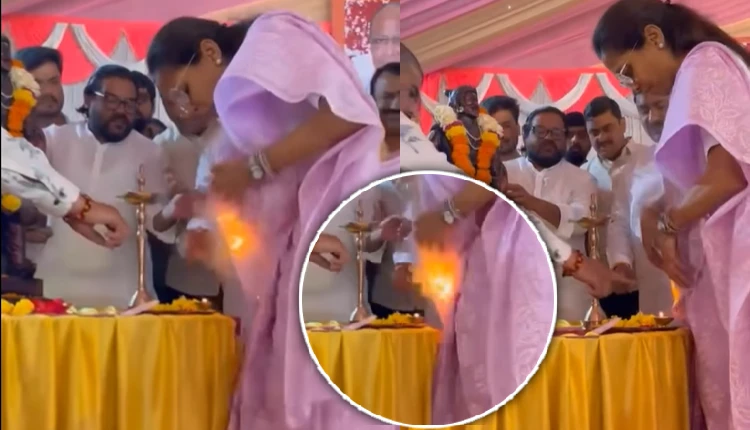 Pune News | ncp leader and mp supriya sule sari caught fire during a program in hinjwadi of pune