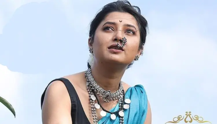 Prajakta Mali | actress prajakta mali recently shared a video in a sky blue saree and a black color seamless blouse