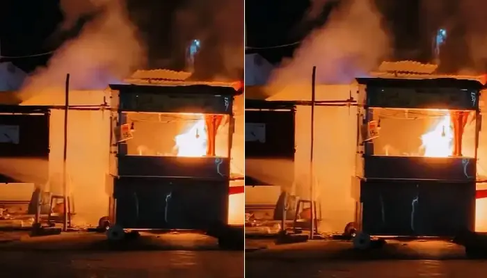 Pune Fire News | A cylinder on a handcart near Swargate bus stand caught fire; The fire brigade extinguished the fire in time and averted a major disaster