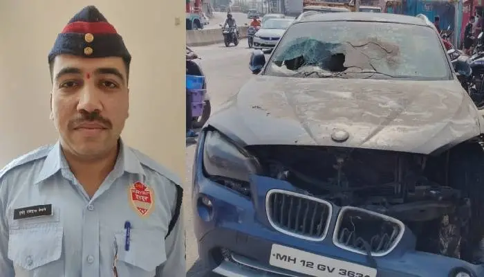 Pune Fire Brigade | Duty performed by a fireman who accompanied his family to the fair; Attempts to put out BMW fire (VIDEO)