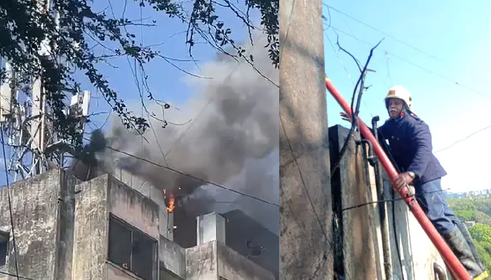 Pune Fire News | Fire at the mobile tower on the fifth floor of the building; Control of fire by fire brigade; Incidents in Vishrantwadi area