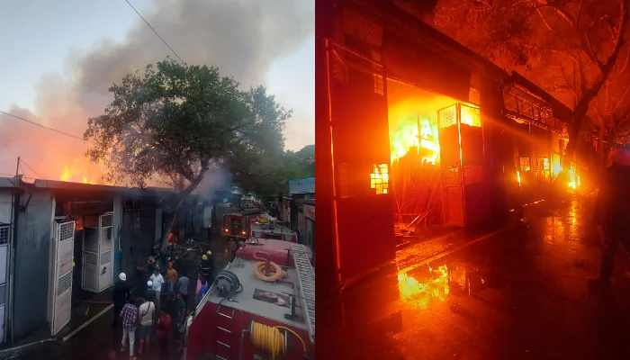 Pune Fire News | Fire breaks out at timber warehouse in Timber Market; Even after five hours, the fire still raged: 10 cylinders were pulled out and a bigger disaster was averted