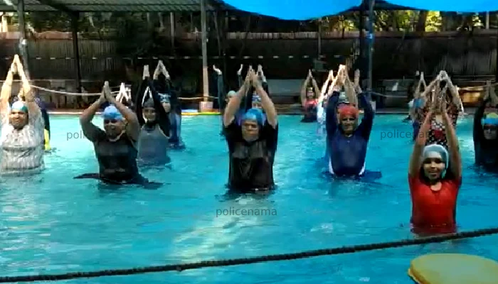 International Yoga Day In Pune | Women swimmers celebrated Yoga Day by doing yoga in water