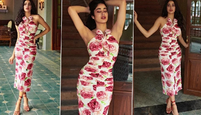 Janhvi Kapoor | janhvi kapoor sets hearts aflutter in floral bodycon dress says from this dress to your heart