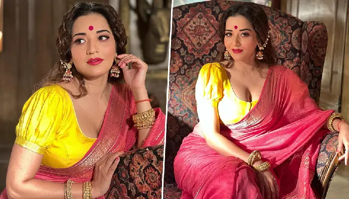 Bhojpuri Actress Monalisa | bhojpuri actress monalisa raises the temperature in a red saree her hotness sets the internet on fire view pics