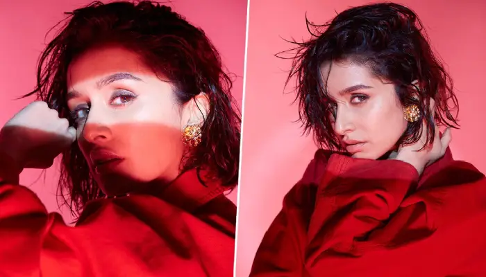 Shraddha Kapoor | shraddha kapoor sets hearts racing with a hot photoshoot in a red outfit users go crazy over the actresss intense gaze and short hair view pics