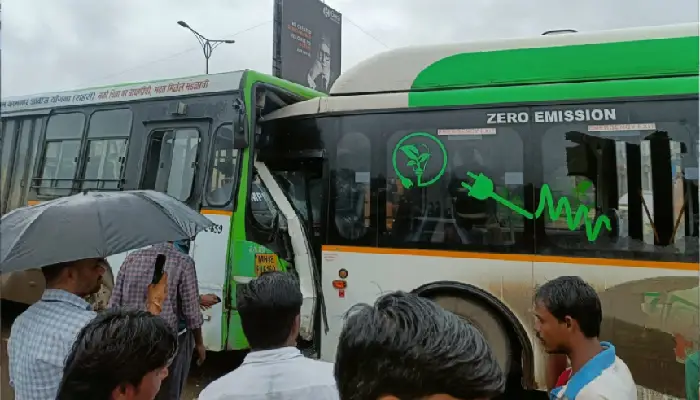 Pune Accident News | Bus collides head-on in BRT; 29 people including the driver injured in an accident on Nagar Road
