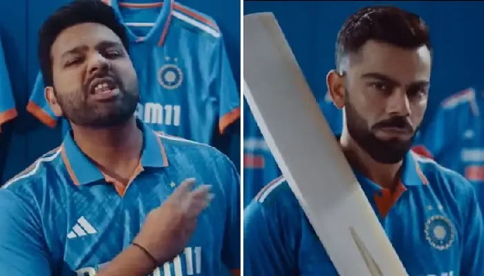 Team India World Cup Jersey | indian team world cup jersey launched by adidas with tri colored stripes on the shoulders