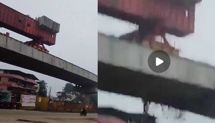 Chiplun Flyover Bridge Broke | garder of the flyover bridge broke in chiplun mumbai goa national highway marathi news video