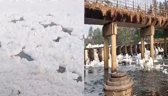Pune News | chemical water foam on indrayani river in alankapuri Alandi